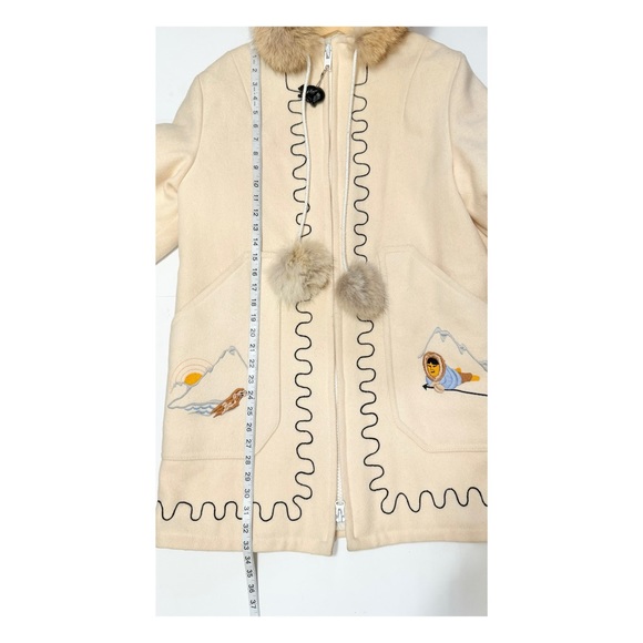 Vintage Northern Sun Virgin Wool Hood Parka Embroidered Alaska Hunt Otter Husky - Picture 4 of 16